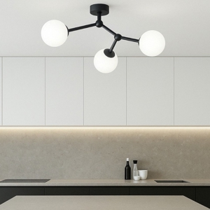 Plafoniera per cucina moderna nero 3 bocce bianche